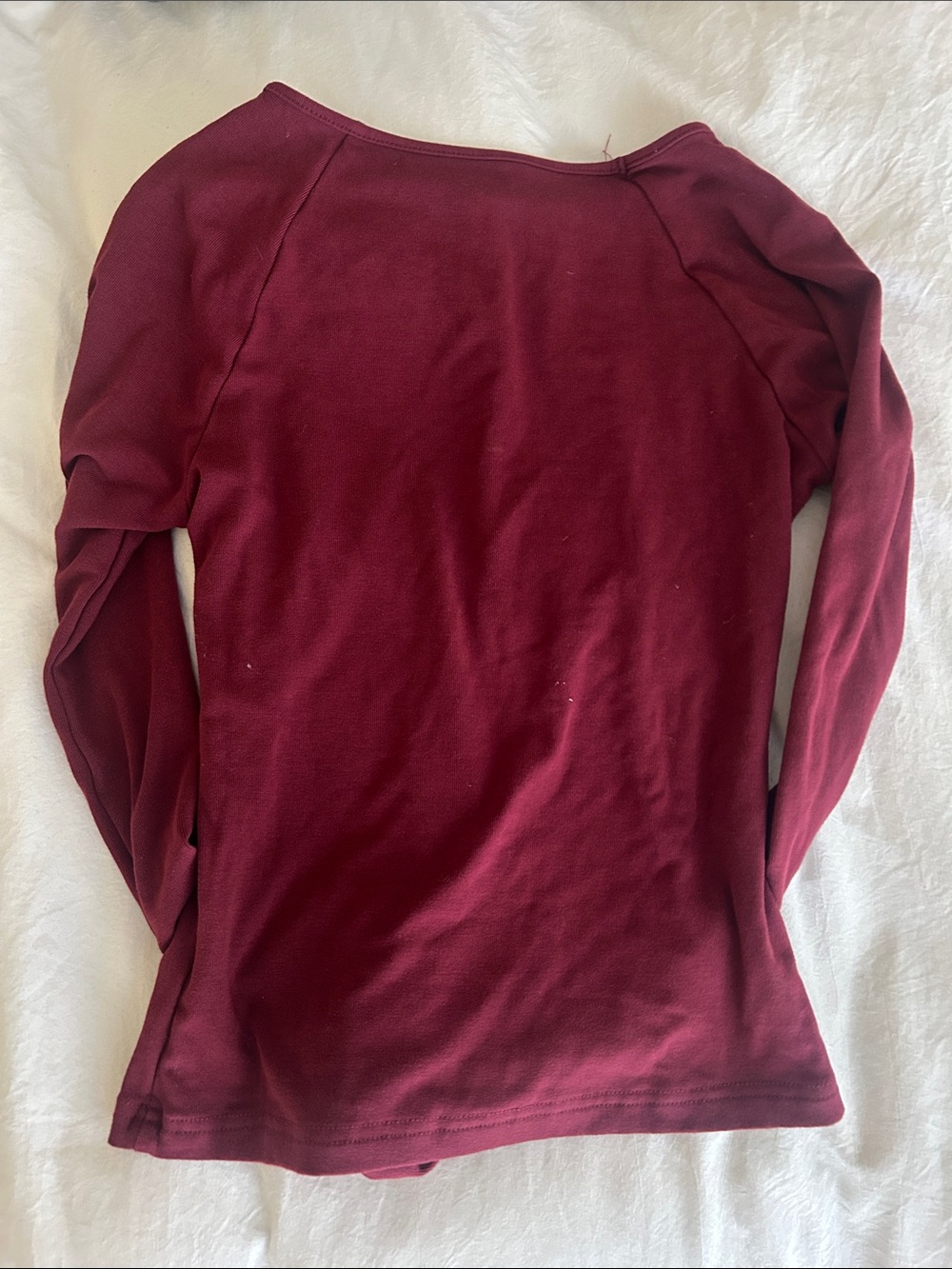Commense Long-Sleeve Draped Top in Burgundy - Picture 2 of 3